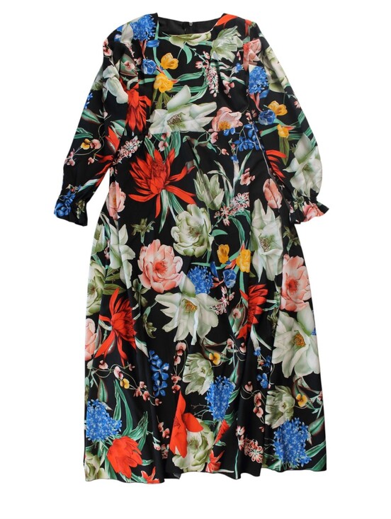 Dresses & Skirts - Floral Long Dress with Multicolor Blooms